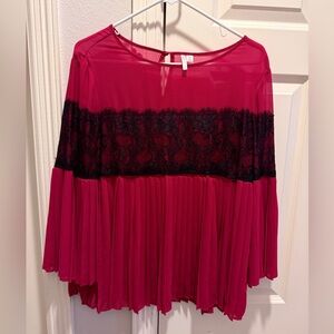 Cato Women's Pink and Black Lace Blouse